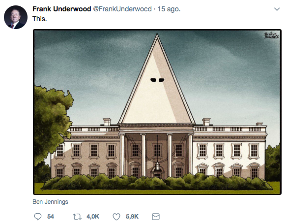Tweet del Presidente Underwood luego de las declaraciones de Donald Trump asociadas a la manifestación del grupo autodenominado 